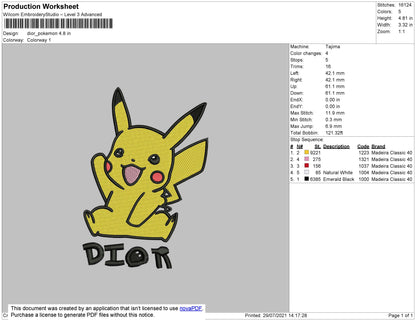 D Pokemon Embroidery File 4 size