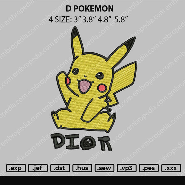 D Pokemon Embroidery File 4 size