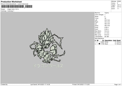 Dragon Ballz 002 Embroidery File 4 size