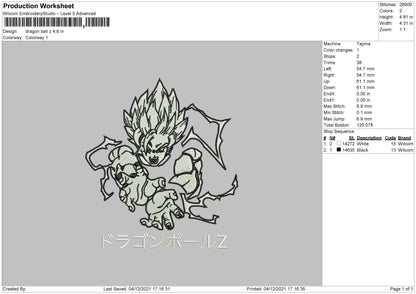 Dragon Ballz 002 Embroidery File 4 size