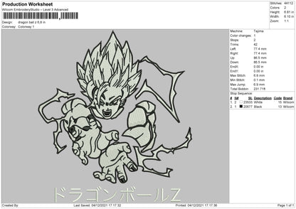 Dragon Ballz 002 Embroidery File 4 size
