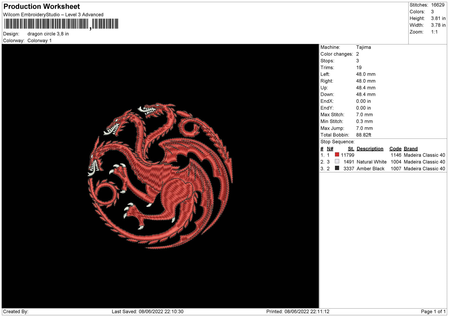 Dragon Circle Embroidery File 4 size