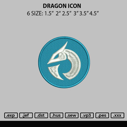 Dragon Icon Embroidery File 6 sizes