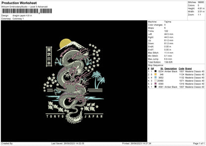 Dragon Japan Embroidery File 6 sizes