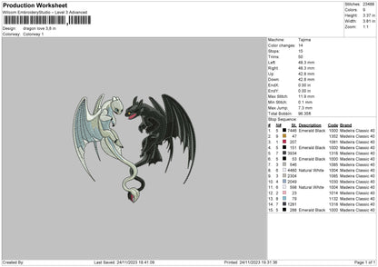 Dragon Love Embroidery File 6 sizes