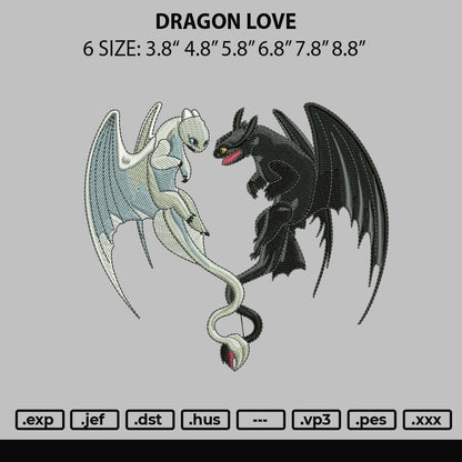 Dragon Love Embroidery File 6 sizes