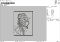 Dragon Sketch Embroidery File 6 sizes