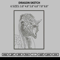 Dragon Sketch Embroidery File 6 sizes