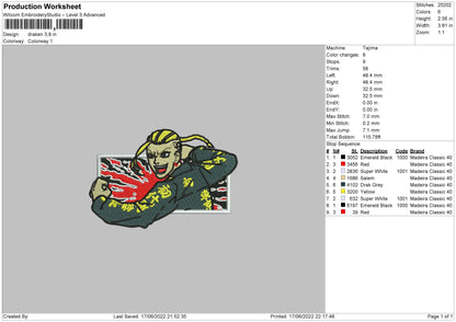 Draken Embroidery File 4 size