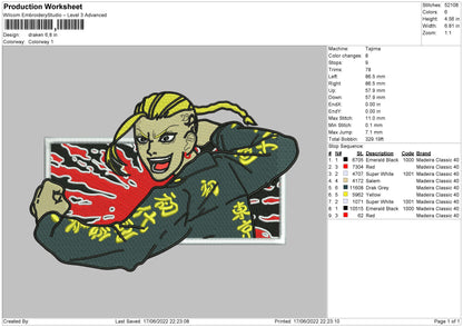Draken Embroidery File 4 size