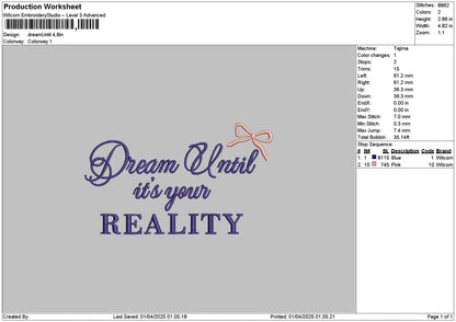 Dreamtext 0104 Embroidery File 6 sizes