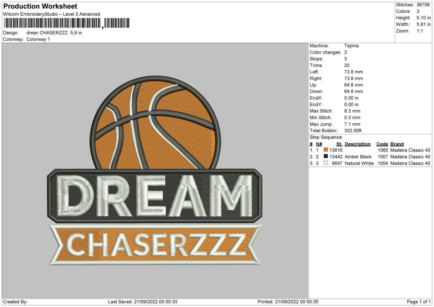 Dream Chaserzzz Embroidery File 5 sizes