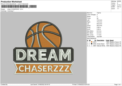 Dream Chaserzzz Embroidery File 5 sizes