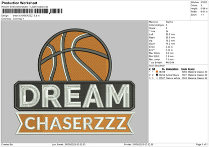 Dream Chaserzzz Embroidery File 5 sizes