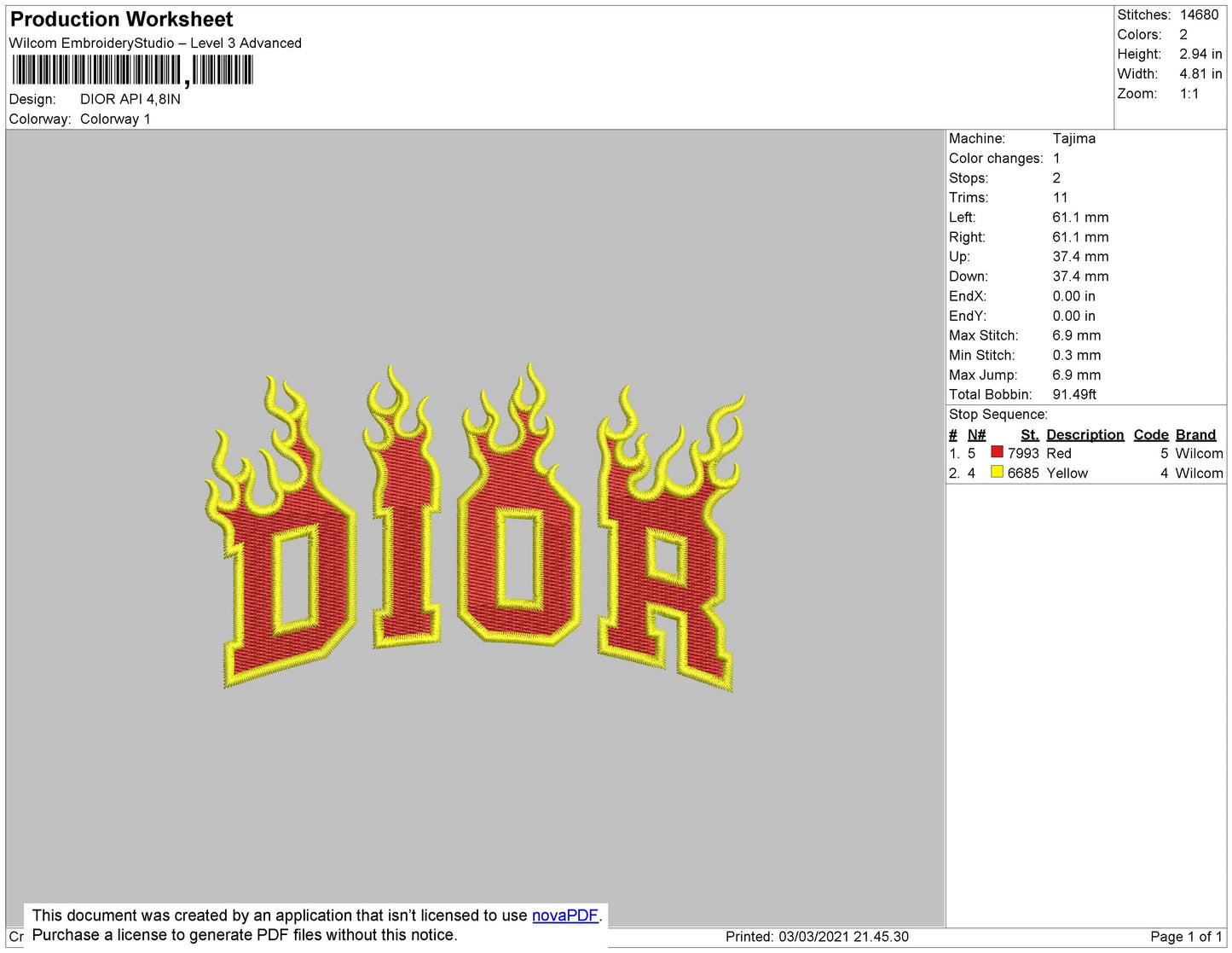 D1or Flames Embroidery File 4 size