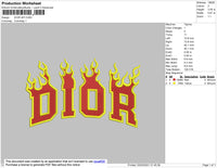 D1or Flames Embroidery File 4 size