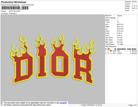 D1or Flames Embroidery File 4 size