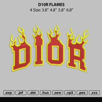 D1or Flames Embroidery File 4 size