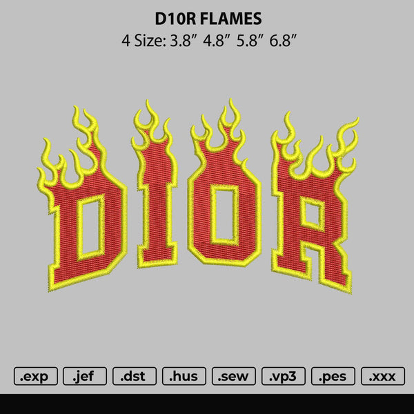 D1or Flames Embroidery File 4 size