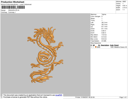 Dragon Embroidery File 4 size