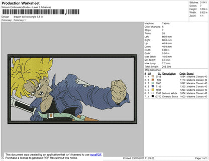 Dragonball Rectangle Embroidery File 4 size
