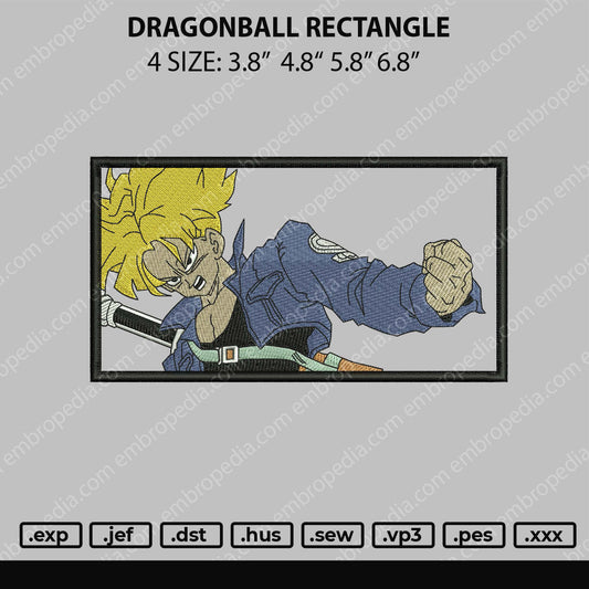 Dragonball Rectangle Embroidery File 4 size