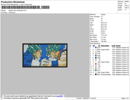 Dragonball Rectangle Embroidery File 4 size
