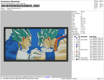 Dragonball Rectangle Embroidery File 4 size