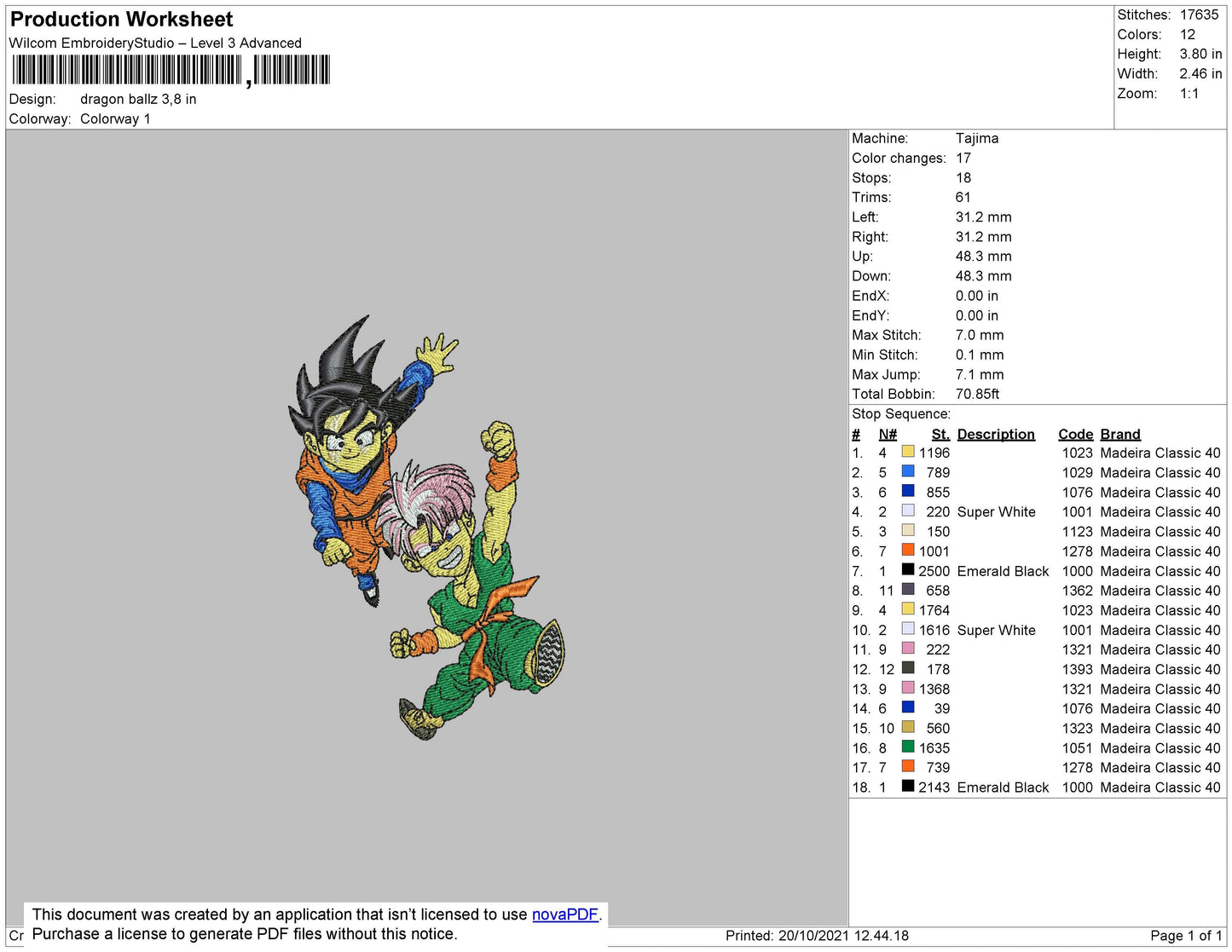 Dragon Ballz 002 Embroidery File 4 size
