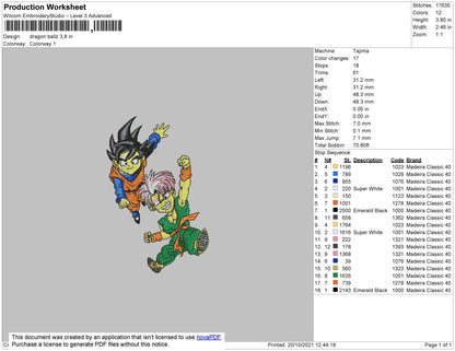 Dragon Ballz 002 Embroidery File 4 size