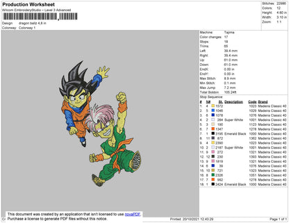 Dragon Ballz 002 Embroidery File 4 size
