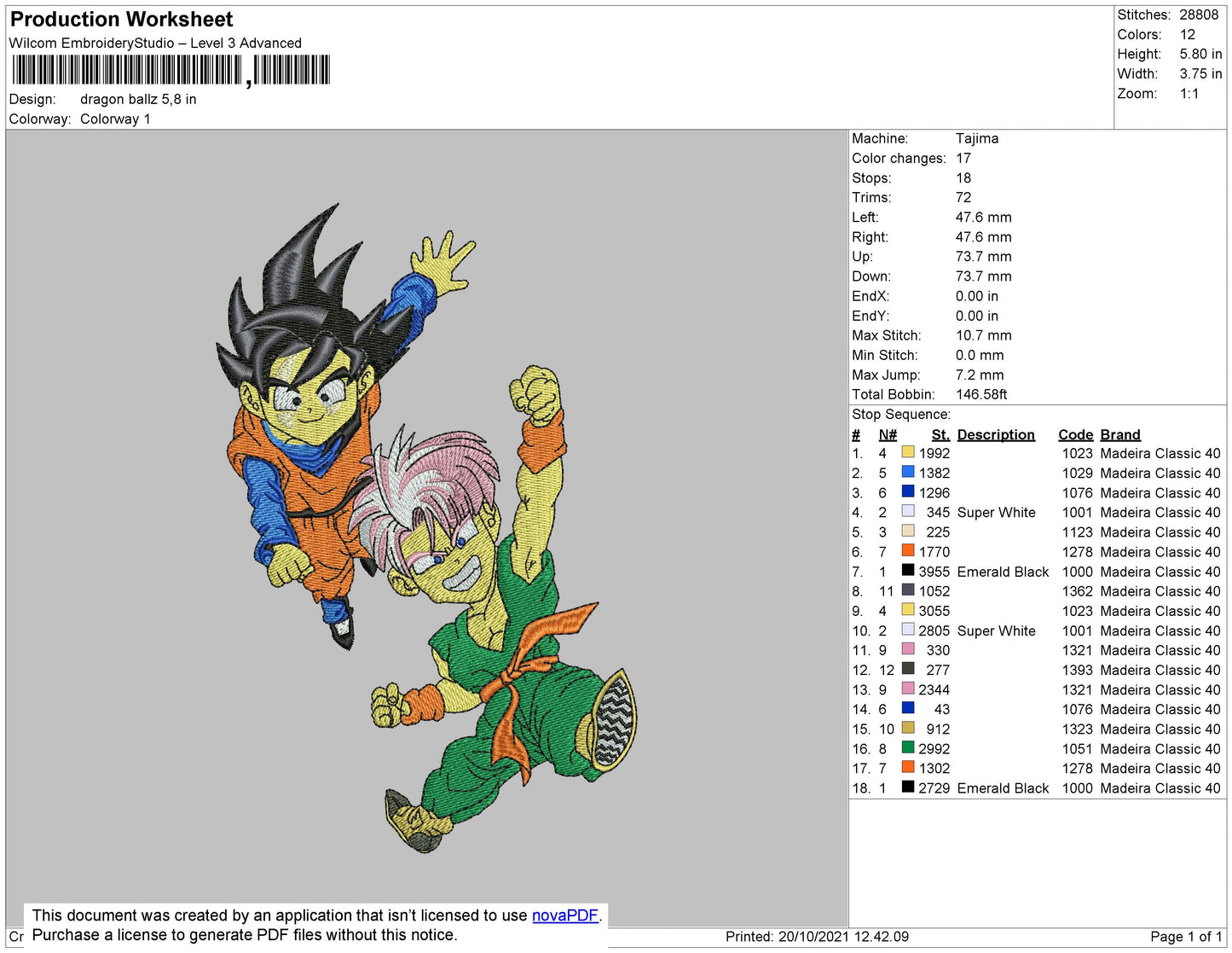 Dragon Ballz 002 Embroidery File 4 size