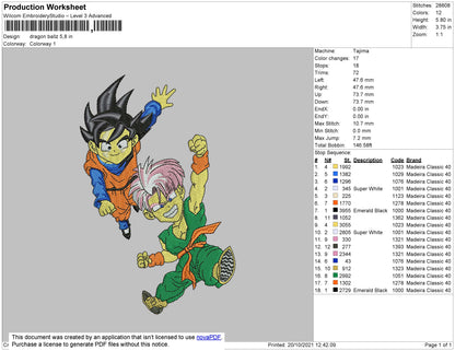 Dragon Ballz 002 Embroidery File 4 size