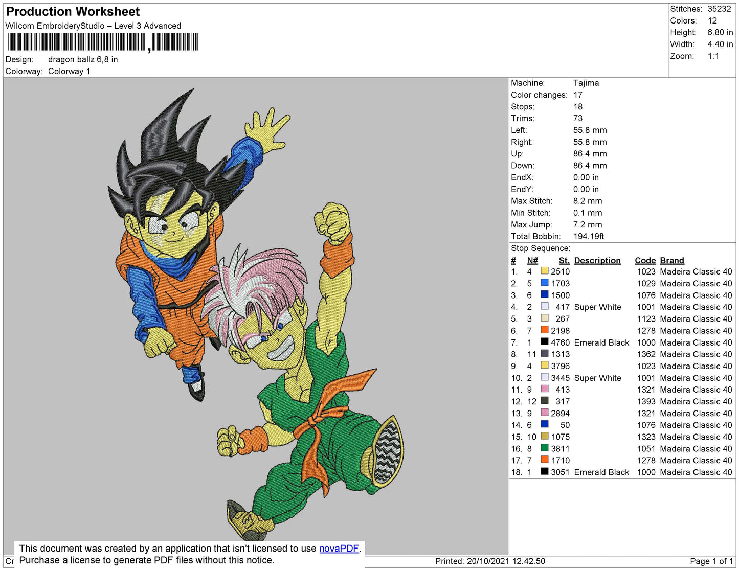 Dragon Ballz 002 Embroidery File 4 size