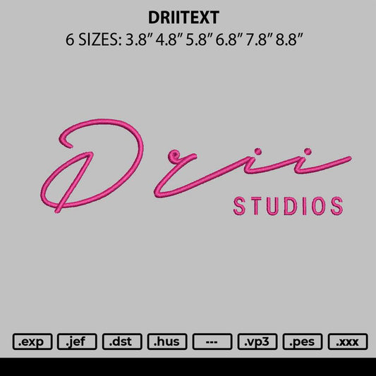 Driitext Embroidery File 6 sizes