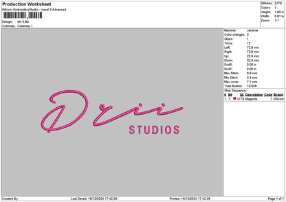 Driitext Embroidery File 6 sizes