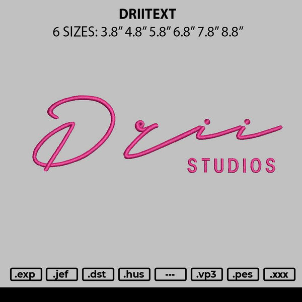 Driitext Embroidery File 6 sizes
