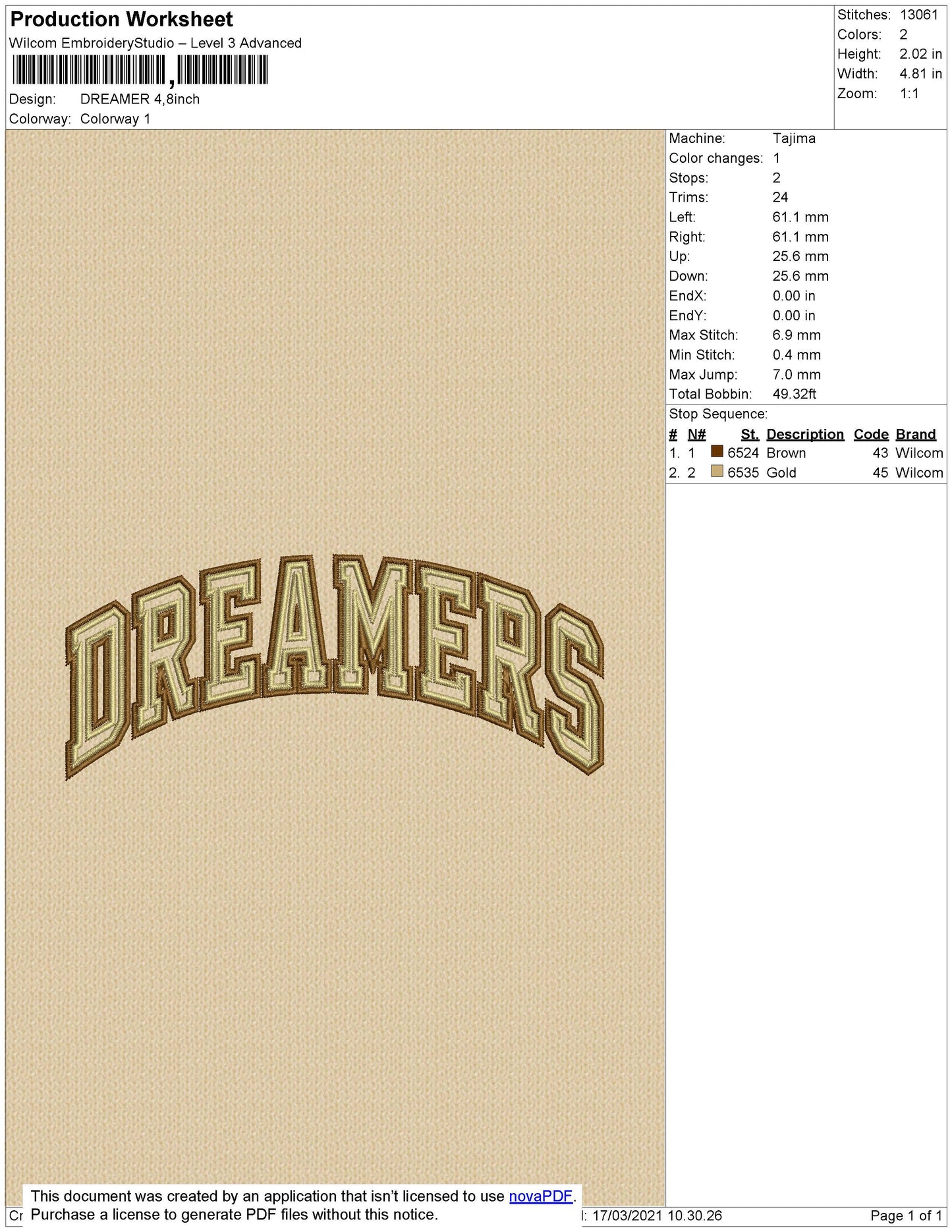 Dreamers Text Embroidery File 4 size