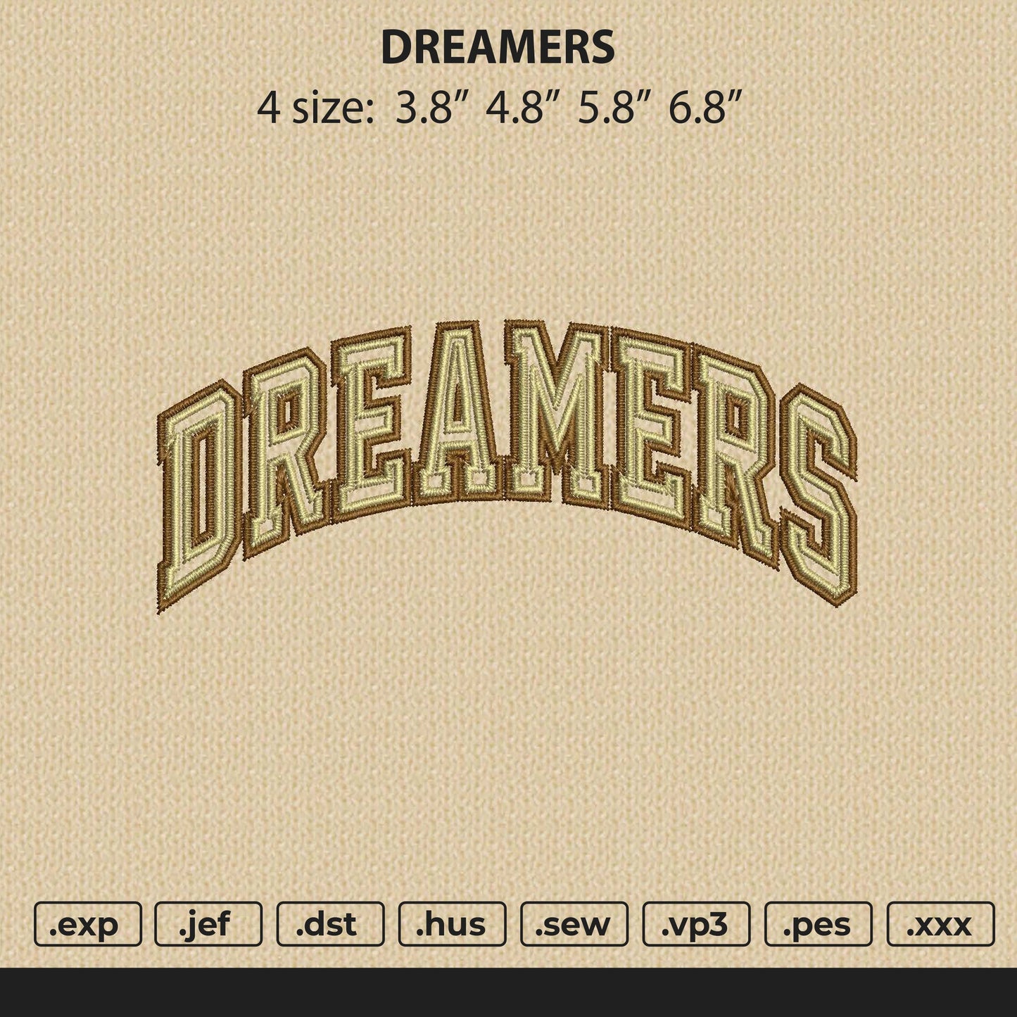 Dreamers Text Embroidery File 4 size