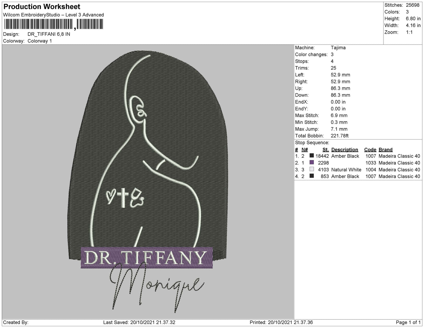 DR Tiffany Embroidery File 4 size