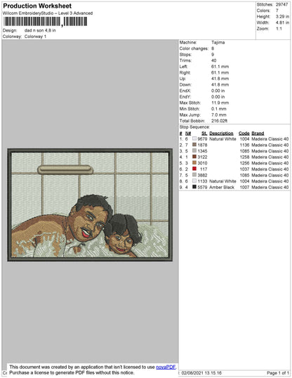 Dad N Son Embroidery File 4 size