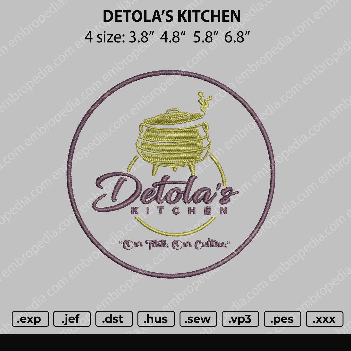 Detola's Kitchen Embroidery File 4 size