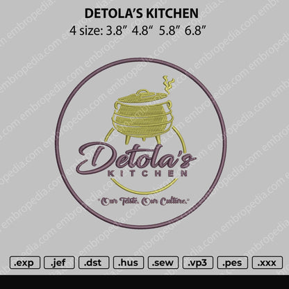 Detola's Kitchen Embroidery File 4 size