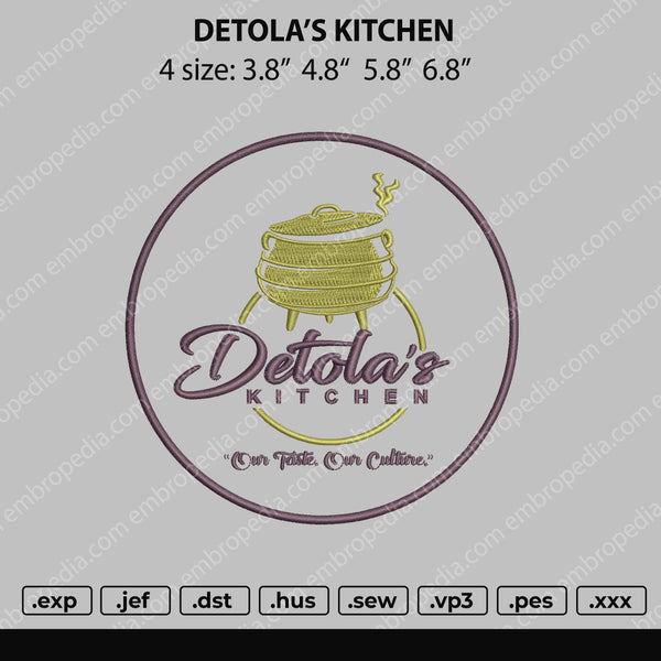 Detola's Kitchen Embroidery File 4 size