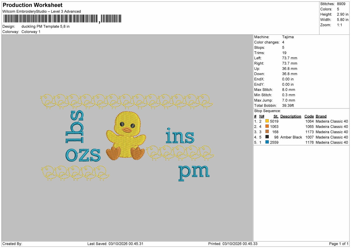 Ducks Pm Am Embroidery Machine 2 Files