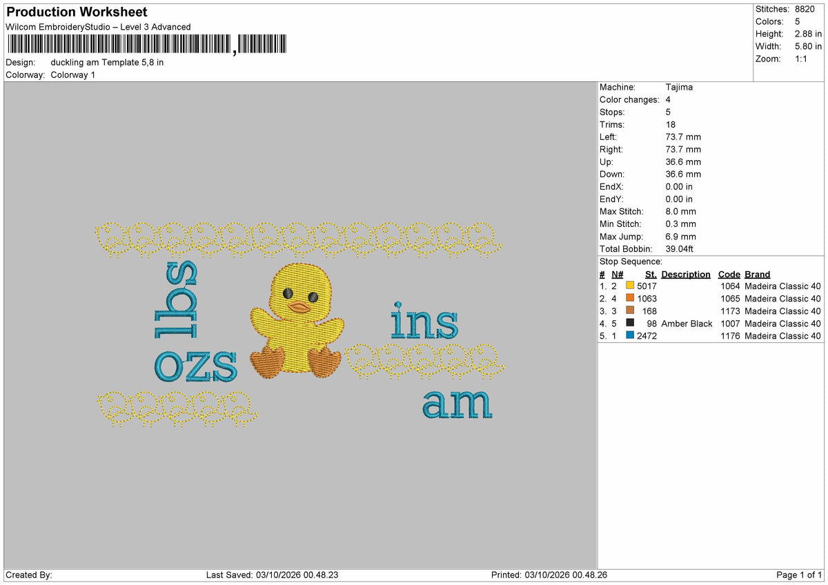 Ducks Pm Am Embroidery Machine 2 Files