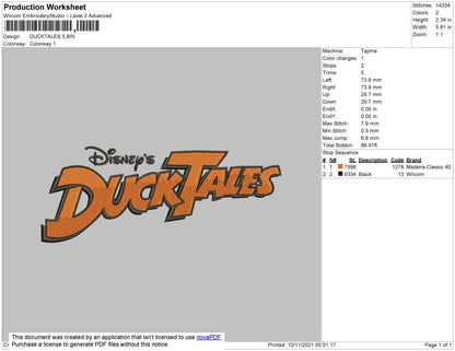 Ducktiles Embroidery File 4 size