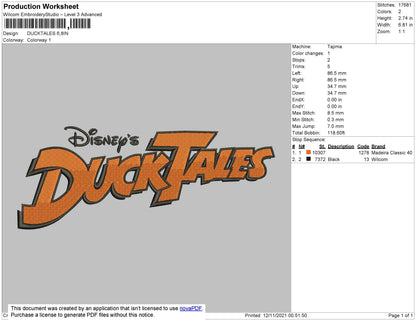 Ducktiles Embroidery File 4 size