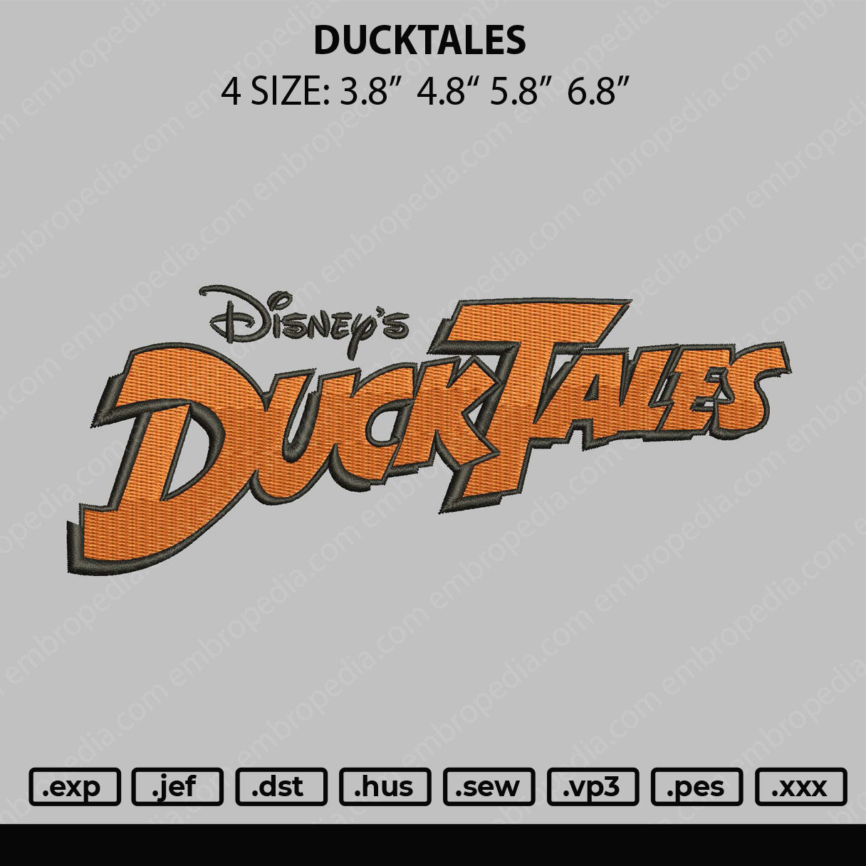 Ducktiles Embroidery File 4 size