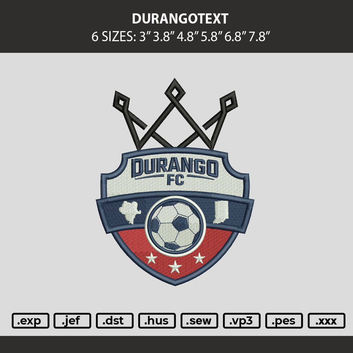 Durangotext Embroidery Machine Design File 6 sizes